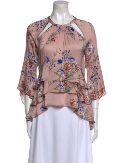 Pre-owned Marissa Webb Silk Floral Print Blouse In Pink