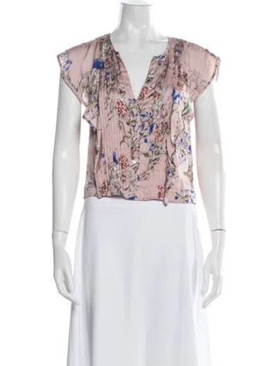Pre-owned Marissa Webb Silk Floral Print Blouse In Pink