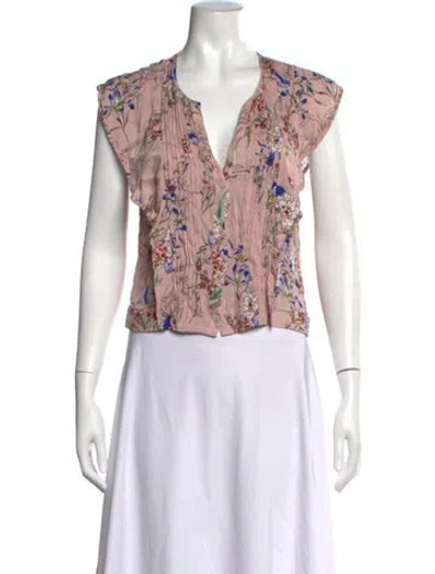 Pre-owned Marissa Webb Silk Floral Print Blouse In Pink