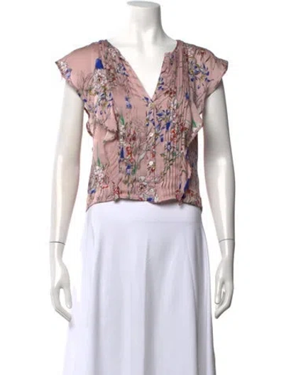 Pre-owned Marissa Webb Silk Floral Print Blouse In Pink