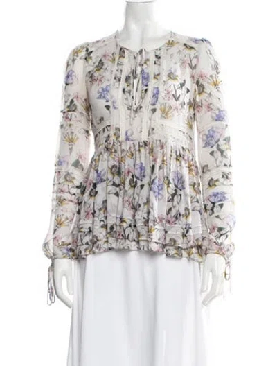 Pre-owned Marissa Webb Silk Floral Print Blouse In Purple