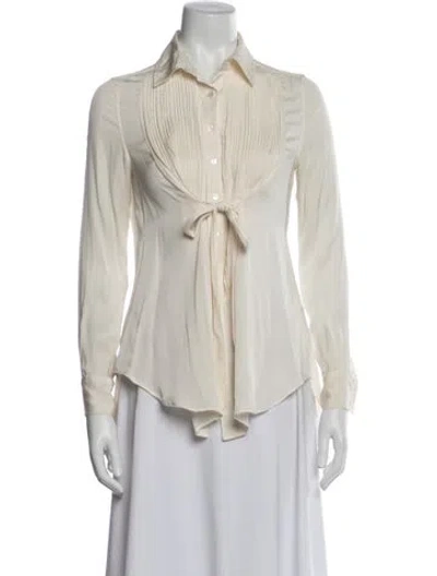 Pre-owned Marissa Webb Silk Long Sleeve Blouse In Neutrals