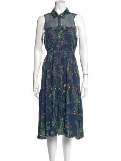 Pre-owned Marissa Webb Silk Midi Length Dress In Blue
