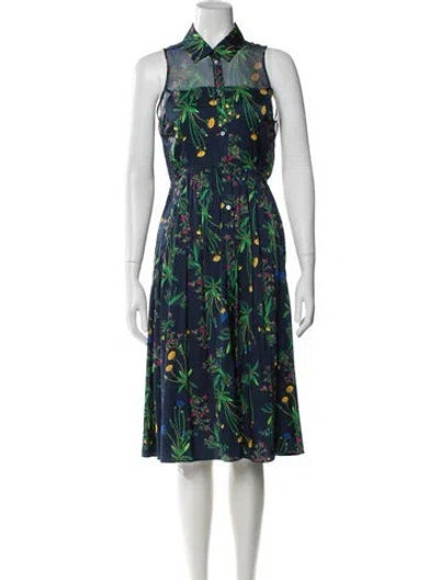 Pre-owned Marissa Webb Silk Midi Length Dress In Blue