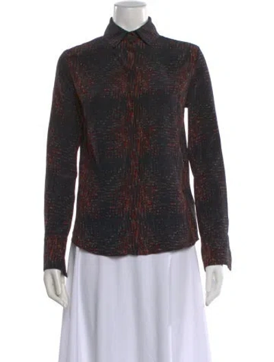 Pre-owned Marissa Webb Silk Patterned Blouse In Black