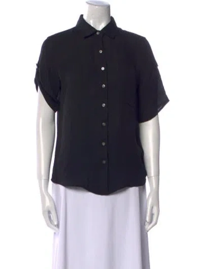 Pre-owned Marissa Webb Silk Short Sleeve Button-up Top In Black