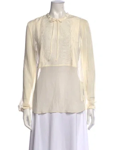 Pre-owned Marissa Webb Silk Tie Neck Blouse In White