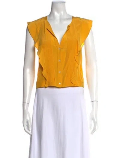Pre-owned Marissa Webb Silk V-neck Blouse In Yellow