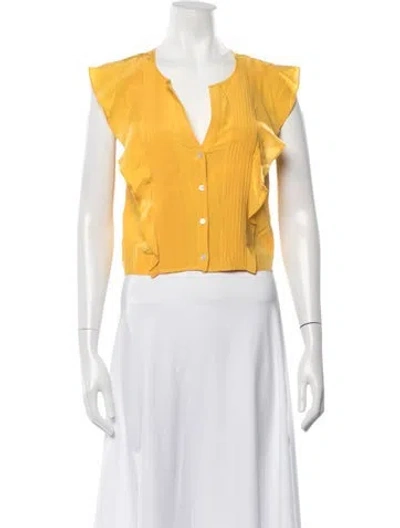 Pre-owned Marissa Webb Silk V-neck Blouse In Yellow