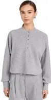 Marissa Webb So Uptight French Terry Plunge Henley Sweatshirt Heather Grey In Heather Grey