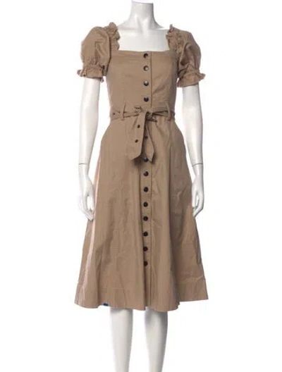 Pre-owned Marissa Webb Square Neckline Midi Length Dress In Neutral