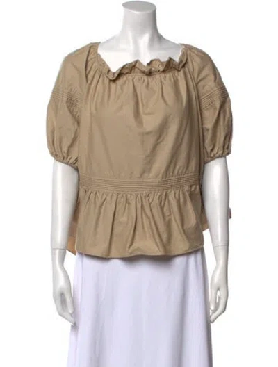 Pre-owned Marissa Webb Square Neckline Short Sleeve Blouse In Neutral