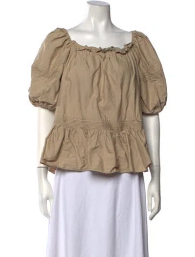 Pre-owned Marissa Webb Square Neckline Short Sleeve Top In Neutrals
