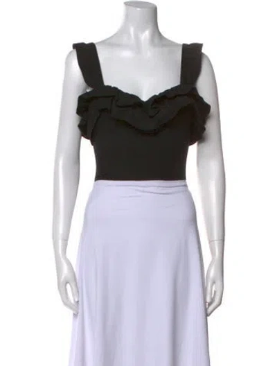 Pre-owned Marissa Webb Square Neckline Sleeveless Crop Top In Black