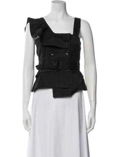 Pre-owned Marissa Webb Square Neckline Sleeveless Crop Top In Black