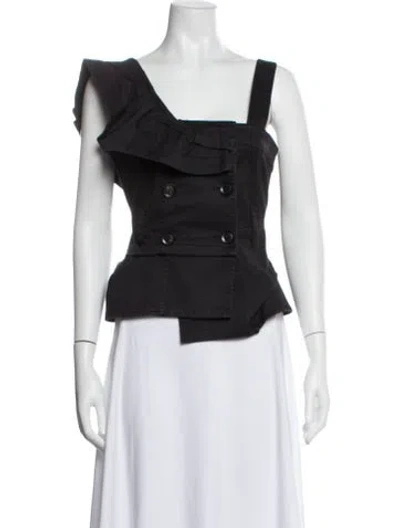 Pre-owned Marissa Webb Square Neckline Sleeveless Crop Top In Black