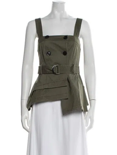Pre-owned Marissa Webb Square Neckline Sleeveless Top In Green