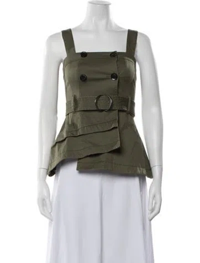 Pre-owned Marissa Webb Square Neckline Sleeveless Top In Green