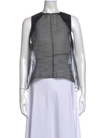 Pre-owned Marissa Webb Striped Crew Neck Top In Black
