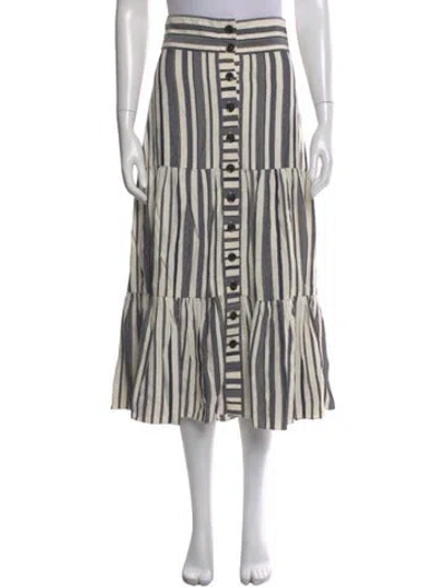 Pre-owned Marissa Webb Striped Long Skirt In White