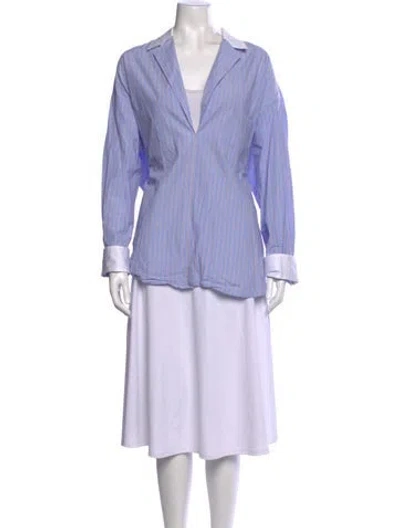 Pre-owned Marissa Webb Striped Long Sleeve Blouse In Blue/white