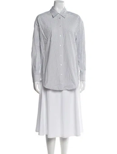 Pre-owned Marissa Webb Striped Long Sleeve Button-up Top In Neutral