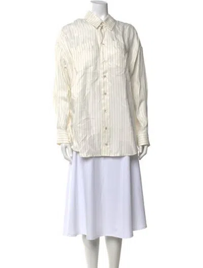 Pre-owned Marissa Webb Striped Long Sleeve Button-up Top In Neutrals