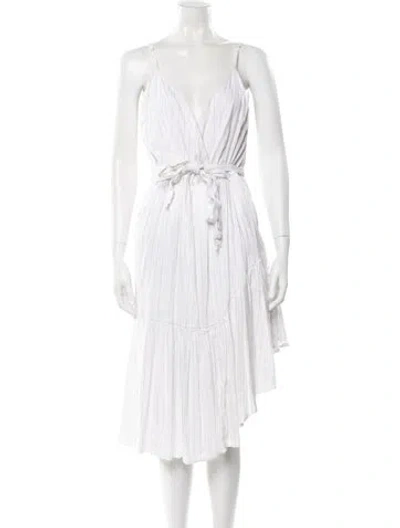 Pre-owned Marissa Webb Striped Midi Length Dress In White