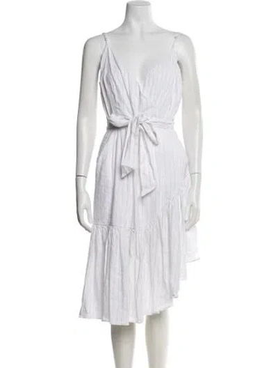 Pre-owned Marissa Webb Striped Midi Length Dress In White