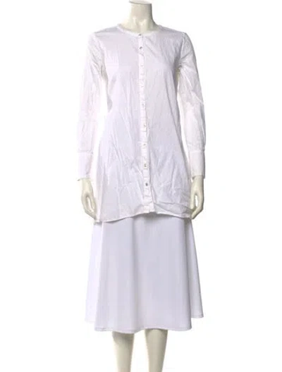 Pre-owned Marissa Webb Striped Mock Neck Tunic In White