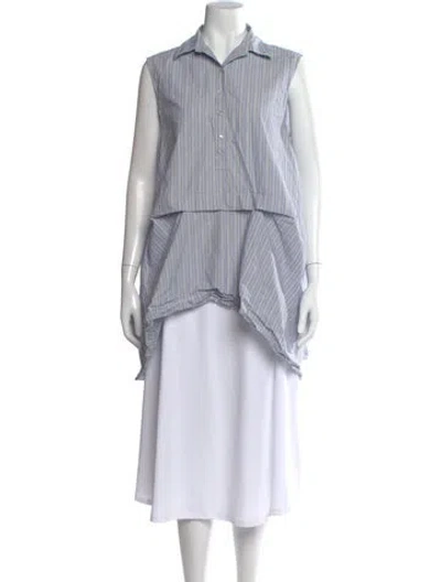 Pre-owned Marissa Webb Striped Sleeveless Button-up Top In White