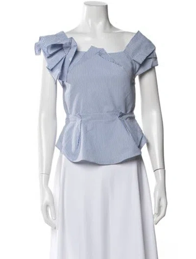 Pre-owned Marissa Webb Striped Square Neckline Blouse In White
