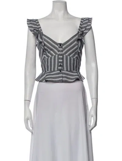 Pre-owned Marissa Webb Striped Square Neckline Crop Top In Blue
