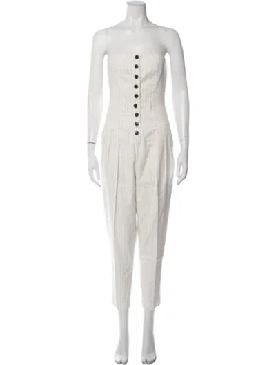 Pre-owned Marissa Webb Striped Strapless Jumpsuit In Neutrals