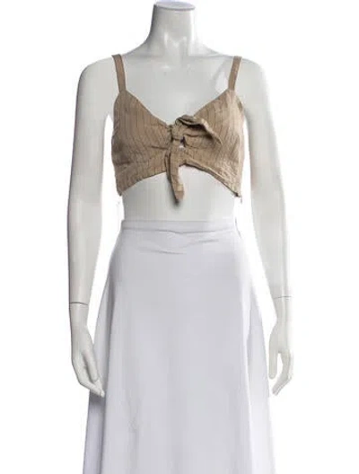 Pre-owned Marissa Webb Striped V-neck Crop Top In Brown