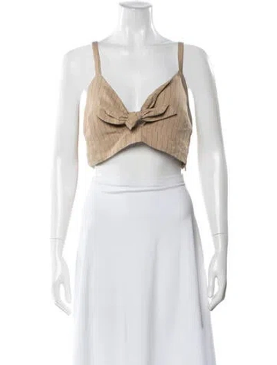 Pre-owned Marissa Webb Striped V-neck Crop Top W/ Tags In Black