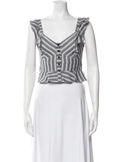 Pre-owned Marissa Webb Striped V-neck Top In Blue