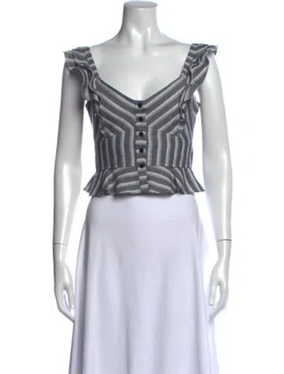 Pre-owned Marissa Webb Striped V-neck Top In Blue