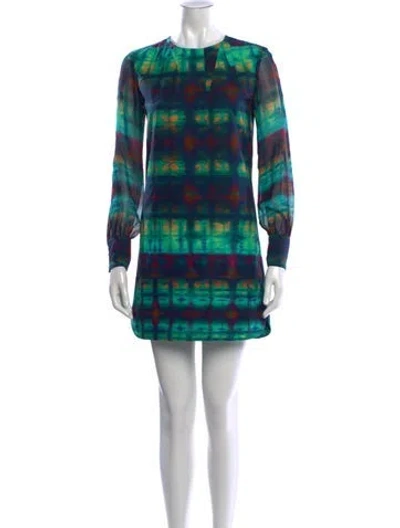 Pre-owned Marissa Webb Tie-dye Print Mini Dress In Green