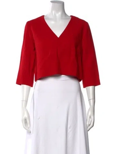 Pre-owned Marissa Webb Virgin Wool V-neck Crop Top In Red