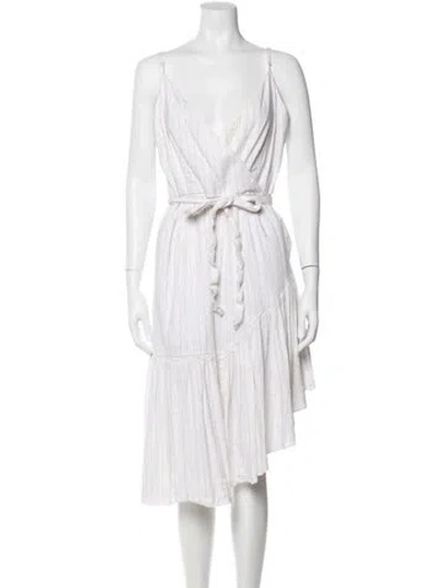 Pre-owned Marissa Webb V-neck Knee-length Dress In White