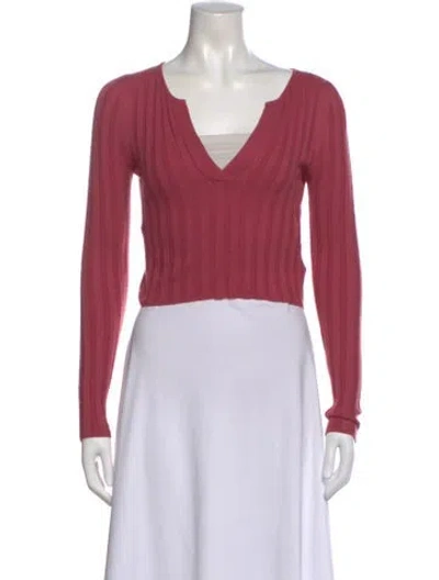 Pre-owned Marissa Webb V-neck Long Sleeve Crop Top In Pink