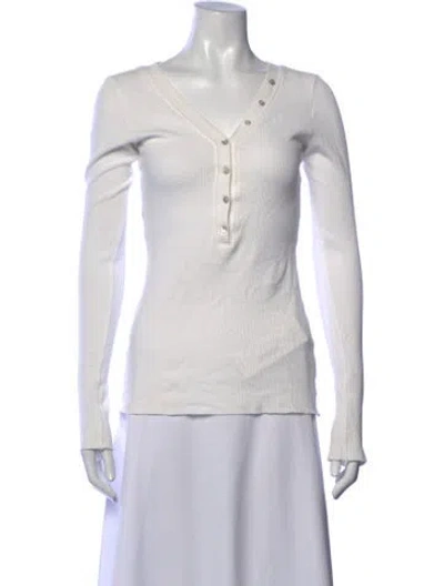 Pre-owned Marissa Webb V-neck Long Sleeve Polo In White