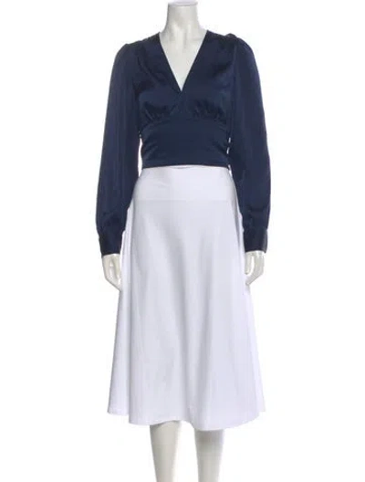 Pre-owned Marissa Webb V-neck Long Sleeve Top In Blue