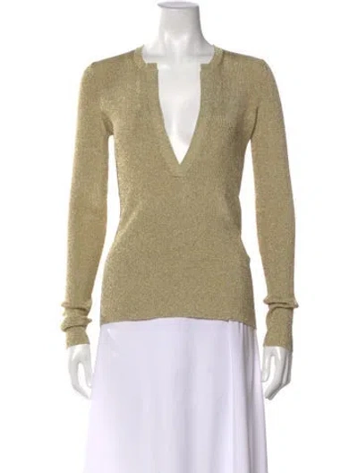 Pre-owned Marissa Webb V-neck Long Sleeve Top W/ Tags In Gold