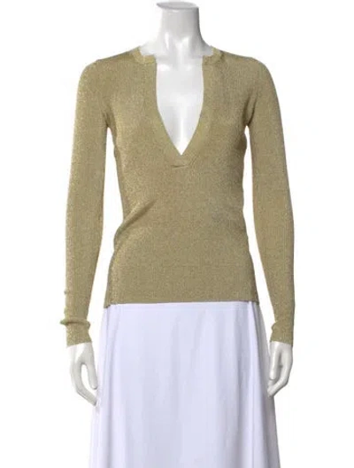 Pre-owned Marissa Webb V-neck Long Sleeve Top W/ Tags In Gold