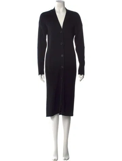 Pre-owned Marissa Webb V-neck Midi Length Dress In Black