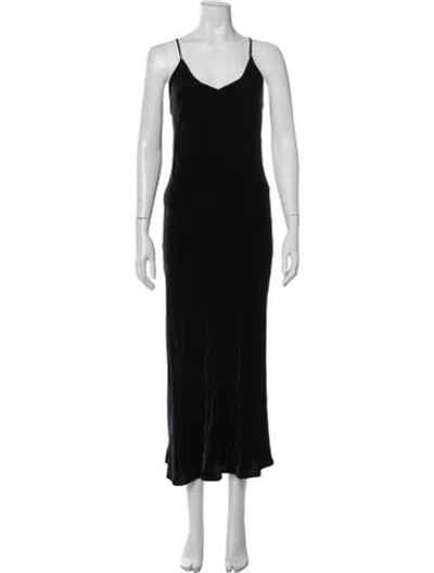 Pre-owned Marissa Webb V-neck Midi Length Dress In Black
