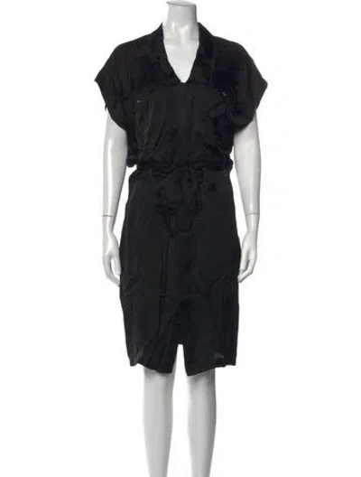 Pre-owned Marissa Webb V-neck Midi Length Dress In Black