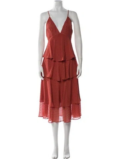 Pre-owned Marissa Webb V-neck Midi Length Dress In Brown